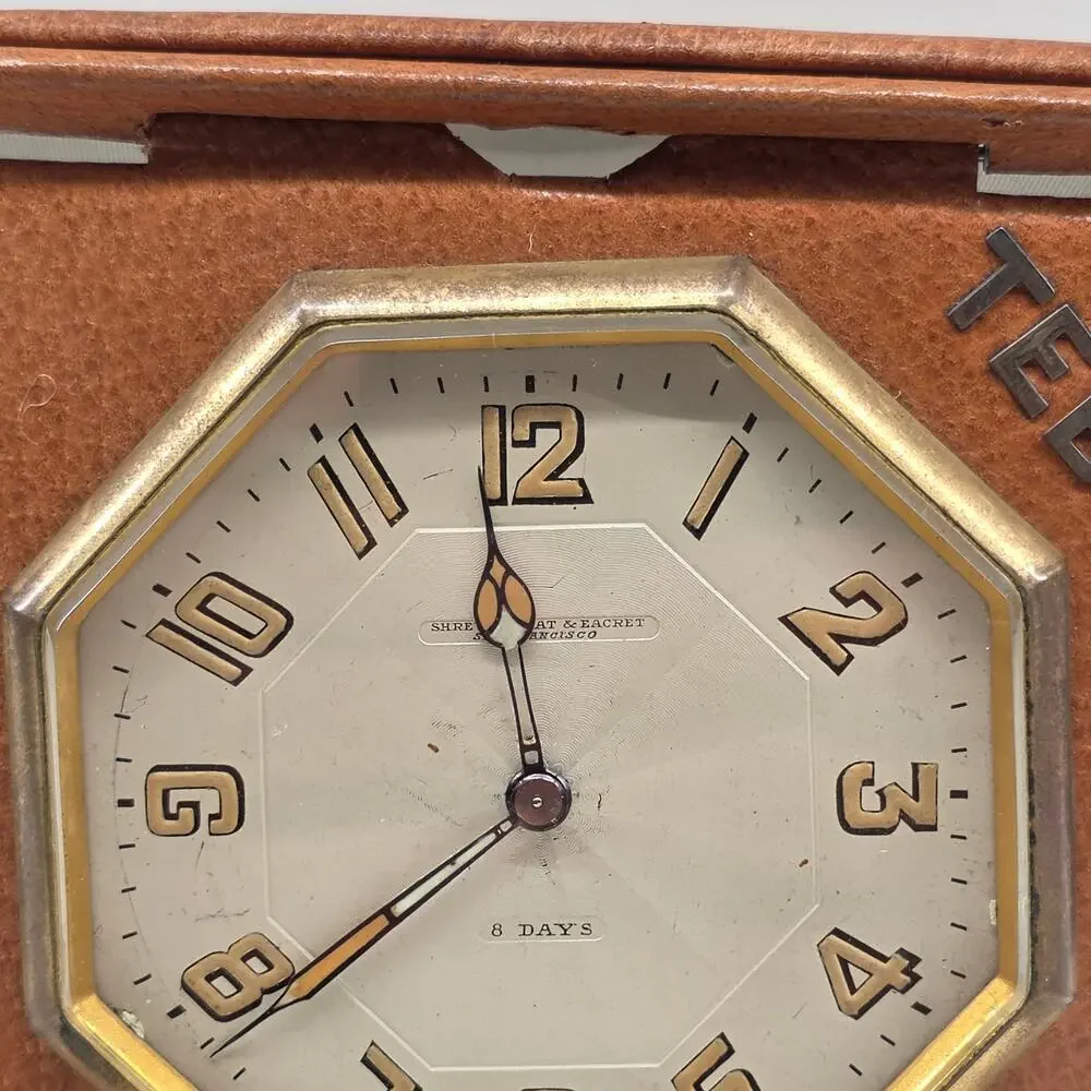 A Gindrat Swiss 8 Day Travel Clock Folding Case Vintage Parts Repair